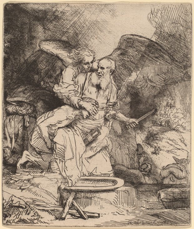 Rembrandt van Rijn (Dutch, 1606 - 1669 ), Abraham's Sacrifice, 1655, etching and drypoint, Rosenwald Collection